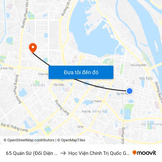 65 Quán Sứ (Đối Diện 80 Quán Sứ) to Học Viện Chính Trị Quốc Gia Hồ Chí Minh map