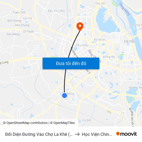 Đối Diện Đường Vào Chợ La Khê (Qua Ga Metro La Khê) - 405 Quang Trung (Hà Đông) to Học Viện Chính Trị Quốc Gia Hồ Chí Minh map
