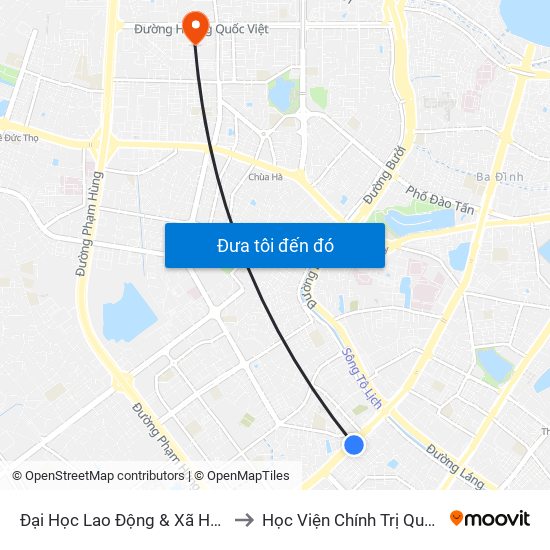 Đại Học Lao Động & Xã Hội - 43 Trần Duy Hưng to Học Viện Chính Trị Quốc Gia Hồ Chí Minh map