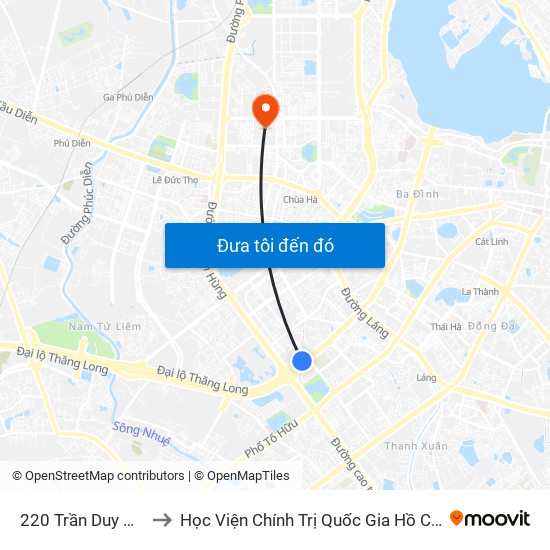 220 Trần Duy Hưng to Học Viện Chính Trị Quốc Gia Hồ Chí Minh map