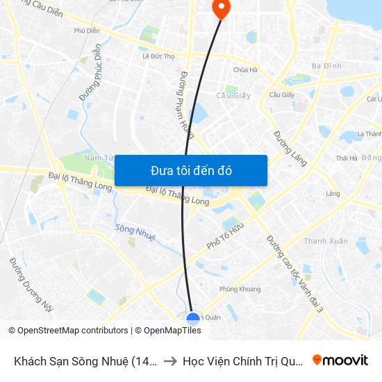 Khách Sạn Sông Nhuệ (148 Trần Phú- Hà Đông) to Học Viện Chính Trị Quốc Gia Hồ Chí Minh map