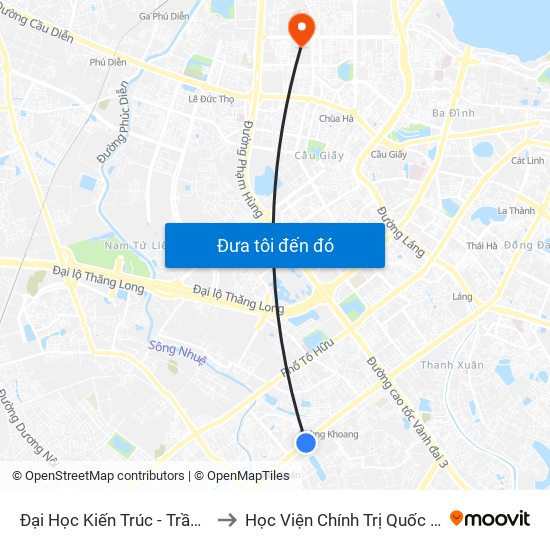 Đại Học Kiến Trúc - Trần Phú (Hà Đông) to Học Viện Chính Trị Quốc Gia Hồ Chí Minh map