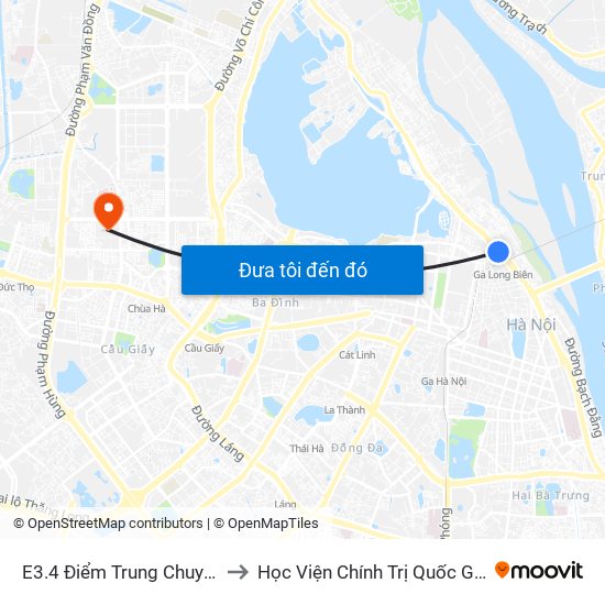 E3.4 Điểm Trung Chuyển Long Biên to Học Viện Chính Trị Quốc Gia Hồ Chí Minh map