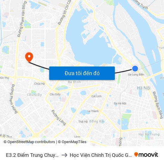 E3.2 Điểm Trung Chuyển Long Biên to Học Viện Chính Trị Quốc Gia Hồ Chí Minh map