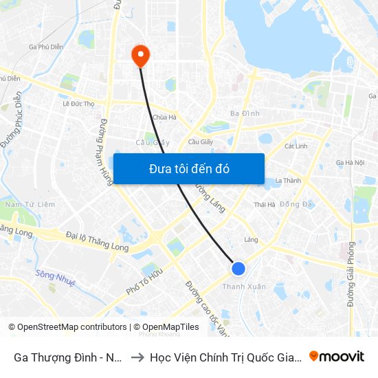 Ga Thượng Đình - Nguyễn Trãi to Học Viện Chính Trị Quốc Gia Hồ Chí Minh map