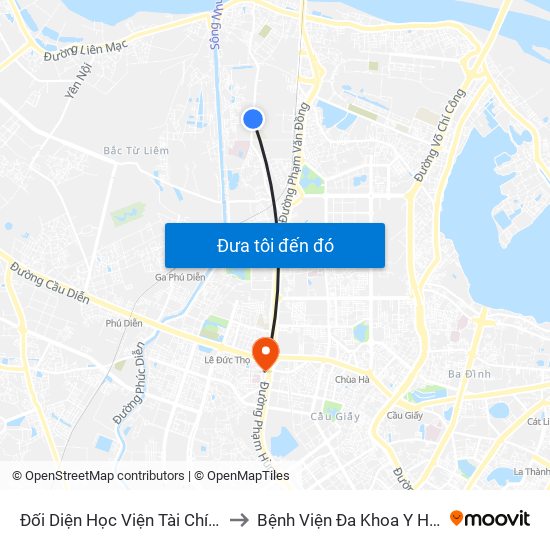 Đối Diện Học Viện Tài Chính - Đường Đức Thắng to Bệnh Viện Đa Khoa Y Học Cổ Truyền Hà Nội map