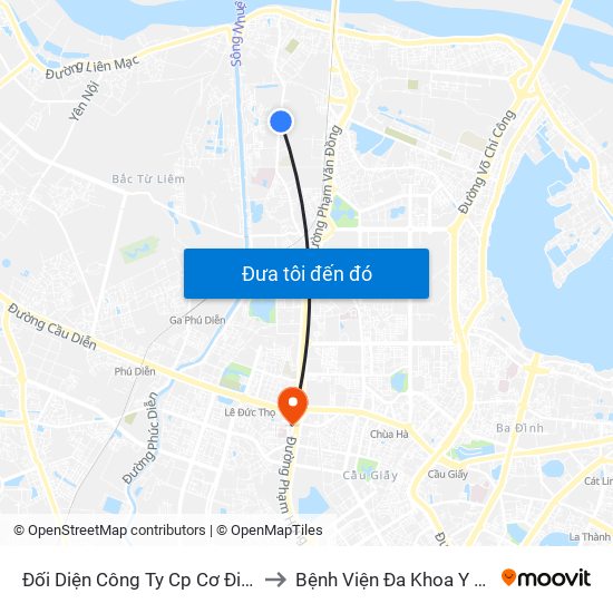 Đối Diện Công Ty Cp Cơ Điện Hn- Đường Đức Thắng to Bệnh Viện Đa Khoa Y Học Cổ Truyền Hà Nội map