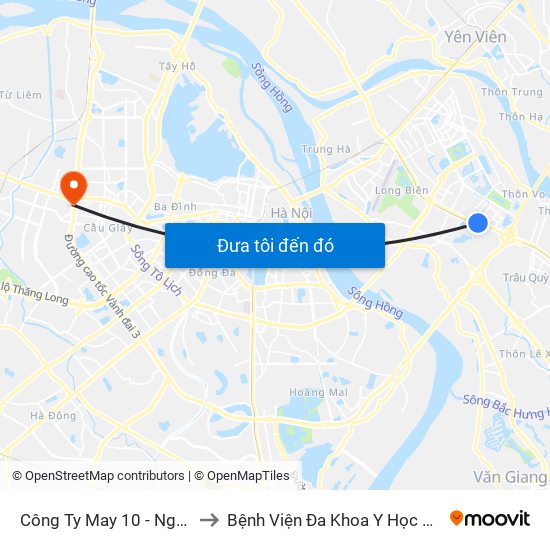 Công Ty May 10 - Nguyễn Văn Linh to Bệnh Viện Đa Khoa Y Học Cổ Truyền Hà Nội map