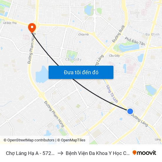 Chợ Láng Hạ A - 572 Đường Láng to Bệnh Viện Đa Khoa Y Học Cổ Truyền Hà Nội map