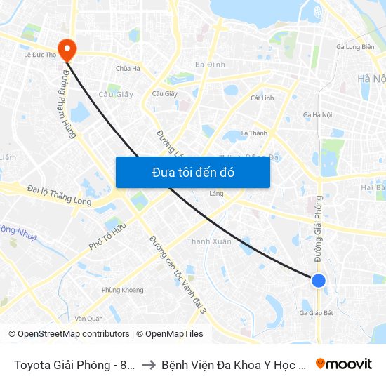 Toyota Giải Phóng - 807 Giải Phóng to Bệnh Viện Đa Khoa Y Học Cổ Truyền Hà Nội map