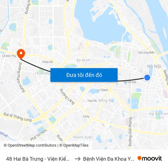 48 Hai Bà Trưng - Viện Kiểm Nghiệm Thuốc Trung Ương to Bệnh Viện Đa Khoa Y Học Cổ Truyền Hà Nội map