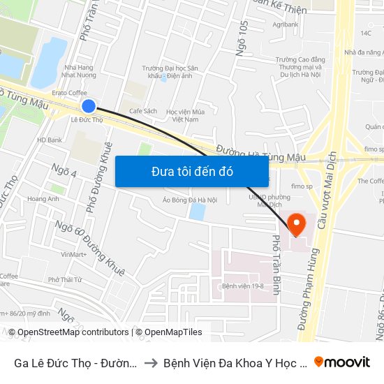 Ga Lê Đức Thọ - Đường Hồ Tùng Mậu to Bệnh Viện Đa Khoa Y Học Cổ Truyền Hà Nội map
