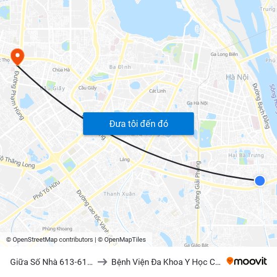 Giữa Số Nhà 613-615 Kim Ngưu to Bệnh Viện Đa Khoa Y Học Cổ Truyền Hà Nội map