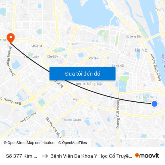 Số 377 Kim Ngưu to Bệnh Viện Đa Khoa Y Học Cổ Truyền Hà Nội map