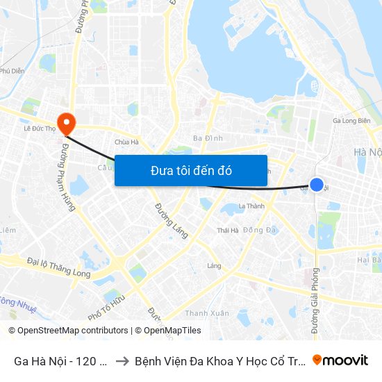 Ga Hà Nội - 120 Lê Duẩn to Bệnh Viện Đa Khoa Y Học Cổ Truyền Hà Nội map