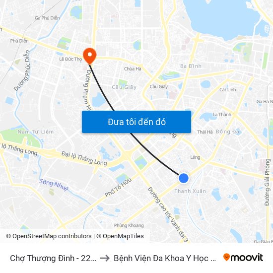 Chợ Thượng Đình - 224 Nguyễn Trãi to Bệnh Viện Đa Khoa Y Học Cổ Truyền Hà Nội map