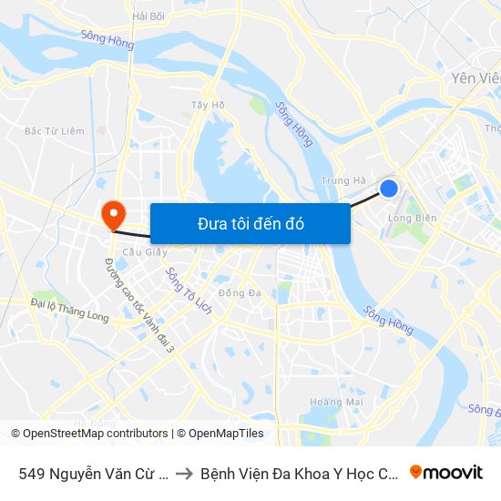 549 Nguyễn Văn Cừ (Cột Trước) to Bệnh Viện Đa Khoa Y Học Cổ Truyền Hà Nội map