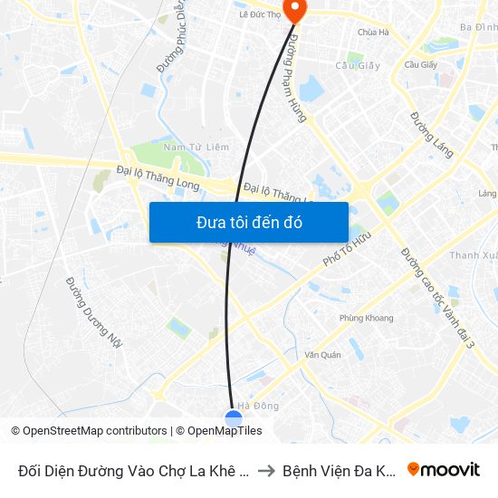 Đối Diện Đường Vào Chợ La Khê (Qua Ga Metro La Khê) - 405 Quang Trung (Hà Đông) to Bệnh Viện Đa Khoa Y Học Cổ Truyền Hà Nội map