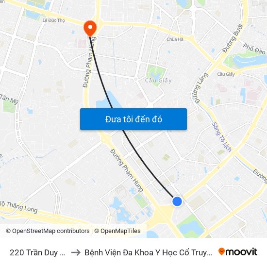 220 Trần Duy Hưng to Bệnh Viện Đa Khoa Y Học Cổ Truyền Hà Nội map