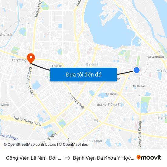 Công Viên Lê Nin - Đối Diện 35 Trần Phú to Bệnh Viện Đa Khoa Y Học Cổ Truyền Hà Nội map