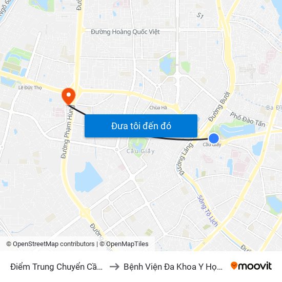 Điểm Trung Chuyển Cầu Giấy - Thủ Lệ 02 to Bệnh Viện Đa Khoa Y Học Cổ Truyền Hà Nội map