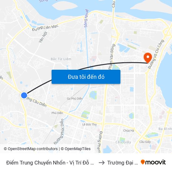 Điểm Trung Chuyển Nhổn - Vị Trí Đỗ Tuyến 20, 29, 32 (Chiều Sơn Tây - Hà Nội)- Đường 32 to Trường Đại Học Nội Vụ Hà Nội map