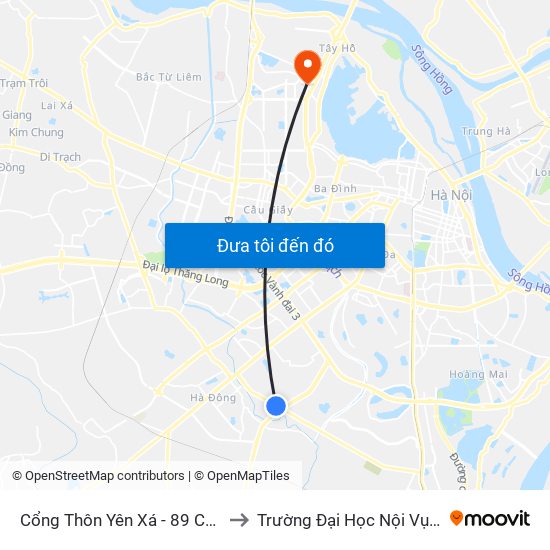 Cổng Thôn Yên Xá - 89 Cầu Bươu to Trường Đại Học Nội Vụ Hà Nội map