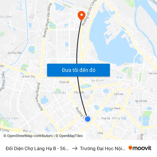 Đối Diện Chợ Láng Hạ B - 564 Đường Láng to Trường Đại Học Nội Vụ Hà Nội map