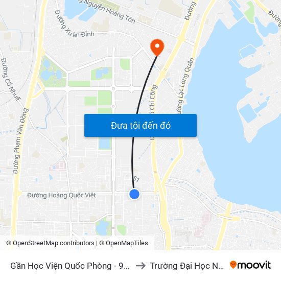 Gần Học Viện Quốc Phòng - 91 Hoàng Quốc Việt to Trường Đại Học Nội Vụ Hà Nội map