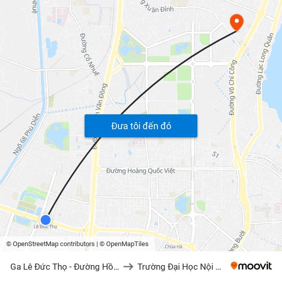 Ga Lê Đức Thọ - Đường Hồ Tùng Mậu to Trường Đại Học Nội Vụ Hà Nội map