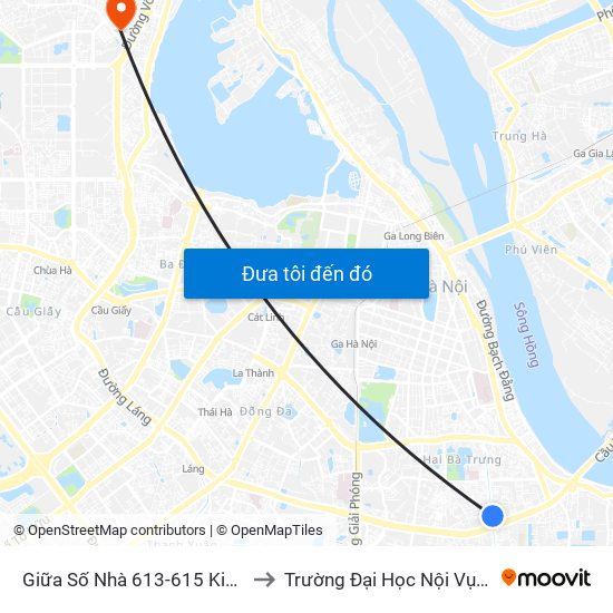 Giữa Số Nhà 613-615 Kim Ngưu to Trường Đại Học Nội Vụ Hà Nội map