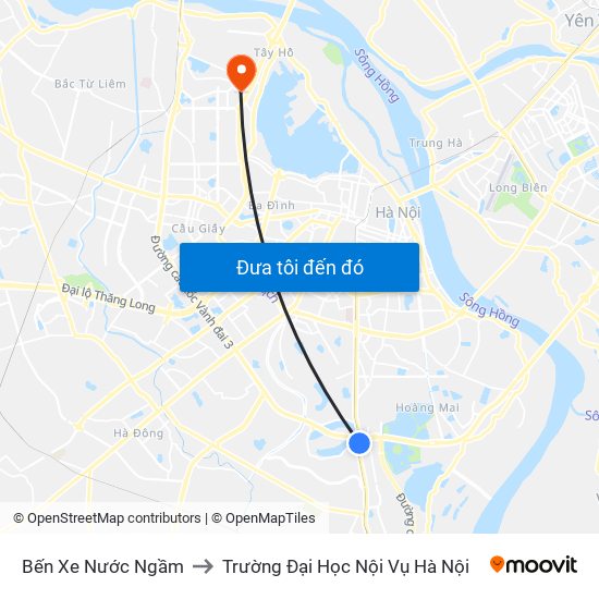 Bến Xe Nước Ngầm to Trường Đại Học Nội Vụ Hà Nội map