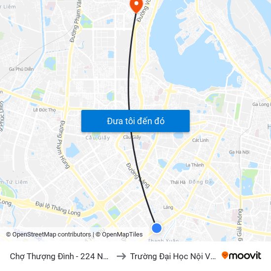 Chợ Thượng Đình - 224 Nguyễn Trãi to Trường Đại Học Nội Vụ Hà Nội map