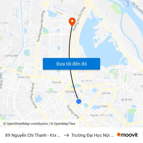 89 Nguyễn Chí Thanh - Ktx Đại Học Luật to Trường Đại Học Nội Vụ Hà Nội map