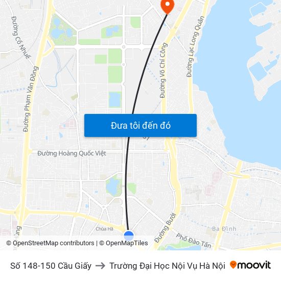 Số 148-150 Cầu Giấy to Trường Đại Học Nội Vụ Hà Nội map