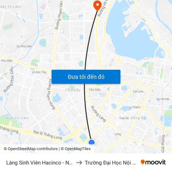 Làng Sinh Viên Hacinco - Nguyễn Tuân to Trường Đại Học Nội Vụ Hà Nội map