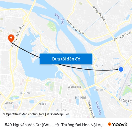 549 Nguyễn Văn Cừ (Cột Trước) to Trường Đại Học Nội Vụ Hà Nội map