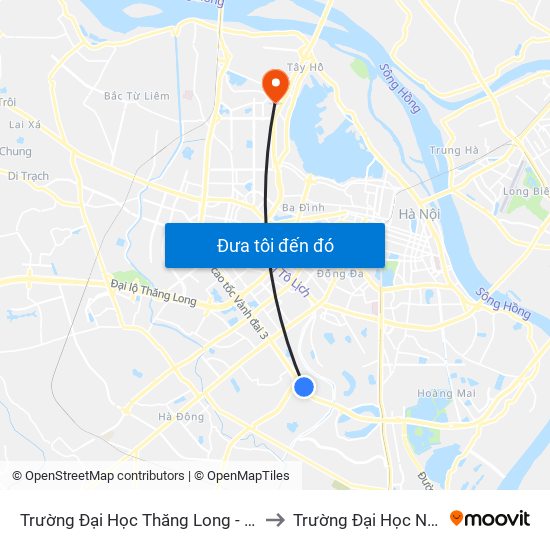 Trường Đại Học Thăng Long - Nghiêm Xuân Yêm to Trường Đại Học Nội Vụ Hà Nội map