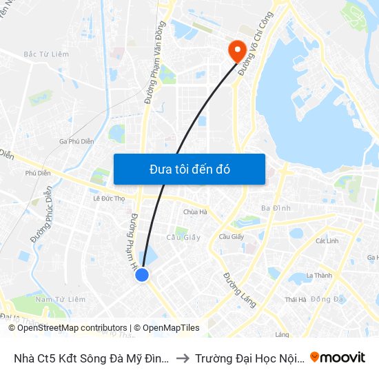 Nhà Ct5 Kđt Sông Đà Mỹ Đình - Phạm Hùng to Trường Đại Học Nội Vụ Hà Nội map