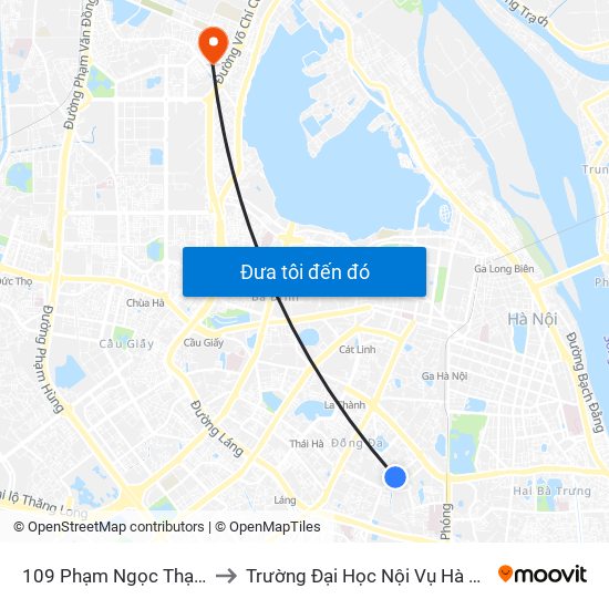 109 Phạm Ngọc Thạch to Trường Đại Học Nội Vụ Hà Nội map