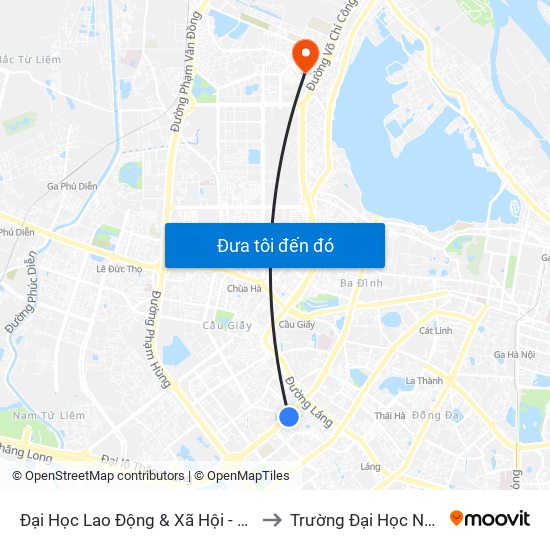Đại Học Lao Động & Xã Hội - 43 Trần Duy Hưng to Trường Đại Học Nội Vụ Hà Nội map