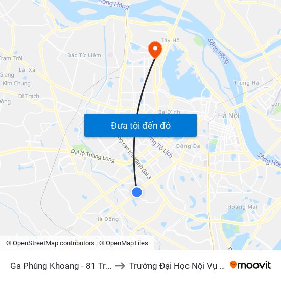 Ga Phùng Khoang - 81 Trần Phú to Trường Đại Học Nội Vụ Hà Nội map