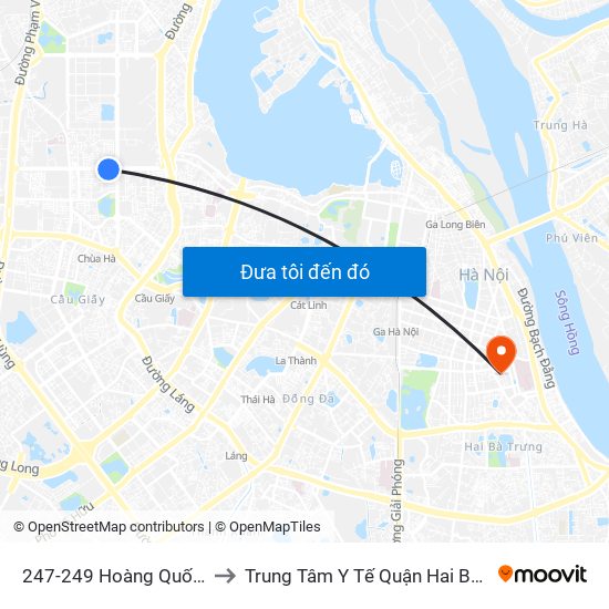 247-249 Hoàng Quốc Việt to Trung Tâm Y Tế Quận Hai Bà Trưng map