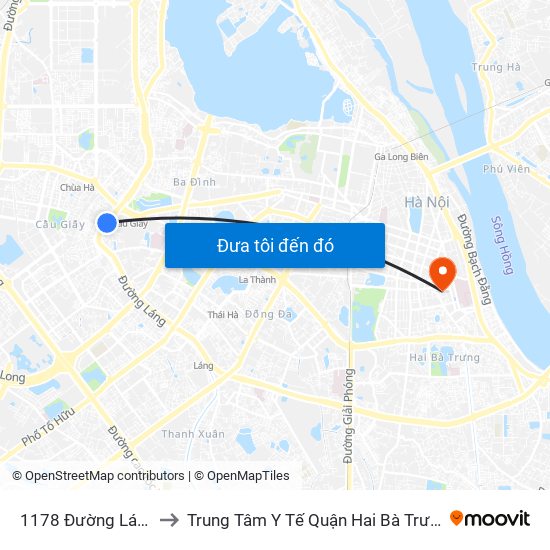 1178 Đường Láng to Trung Tâm Y Tế Quận Hai Bà Trưng map