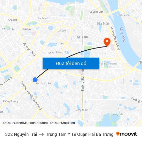 322 Nguyễn Trãi to Trung Tâm Y Tế Quận Hai Bà Trưng map