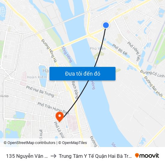 135 Nguyễn Văn Cừ to Trung Tâm Y Tế Quận Hai Bà Trưng map