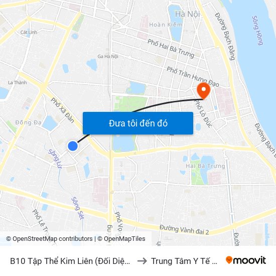 B10 Tập Thể Kim Liên (Đối Diện Ngõ 46b Phạm Ngọc Thạch) to Trung Tâm Y Tế Quận Hai Bà Trưng map