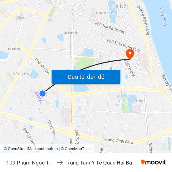 109 Phạm Ngọc Thạch to Trung Tâm Y Tế Quận Hai Bà Trưng map