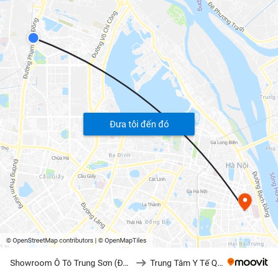 Showroom Ô Tô Trung Sơn (Đối Diện 315 Phạm Văn Đồng) to Trung Tâm Y Tế Quận Hai Bà Trưng map