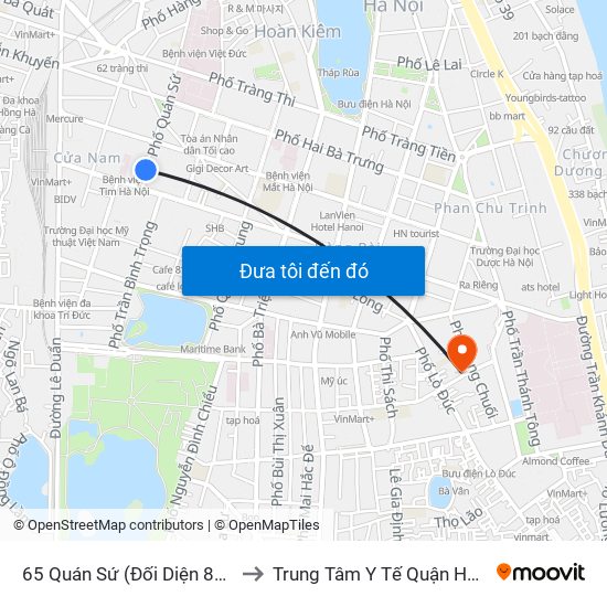 65 Quán Sứ (Đối Diện 80 Quán Sứ) to Trung Tâm Y Tế Quận Hai Bà Trưng map